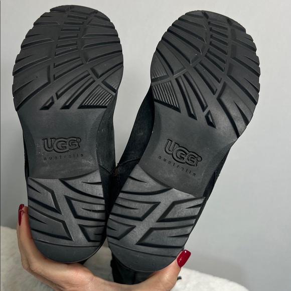 UGG Jillian Black Suede Shearling Sheepskin Lined Riding Boot sz 7 - Picture 12 of 15